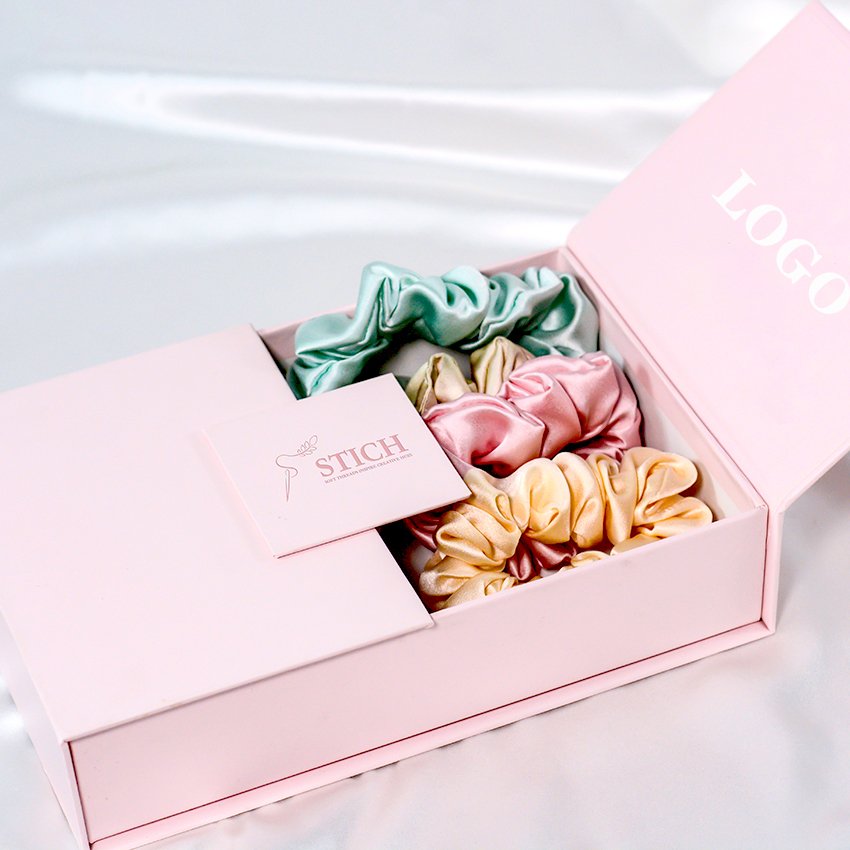 100% Mulberry Silk Scrunchies for Hair Sleep Women Gril Silk Hair Ties for Frizz Breakage Curly Hair
