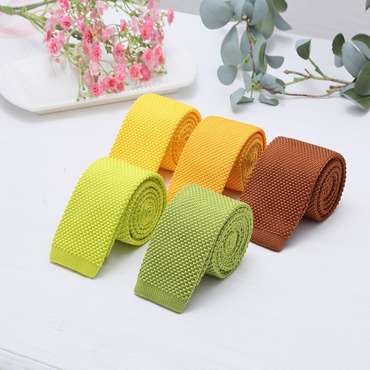 High Quality Fashion Casual 5CM Width Plain Color Necktie Skinny Colorful Knitted Neck Ties
