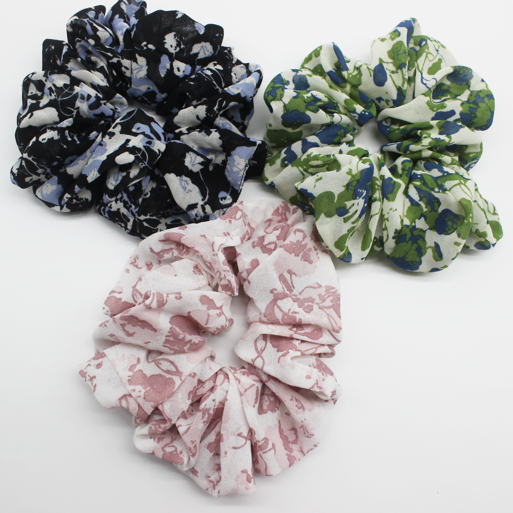 HHFS Fashion High Quality Hair Scrunchies for Women Oversize Rings Malaysia Printed Floral Chiffon Big Size Scrunchies