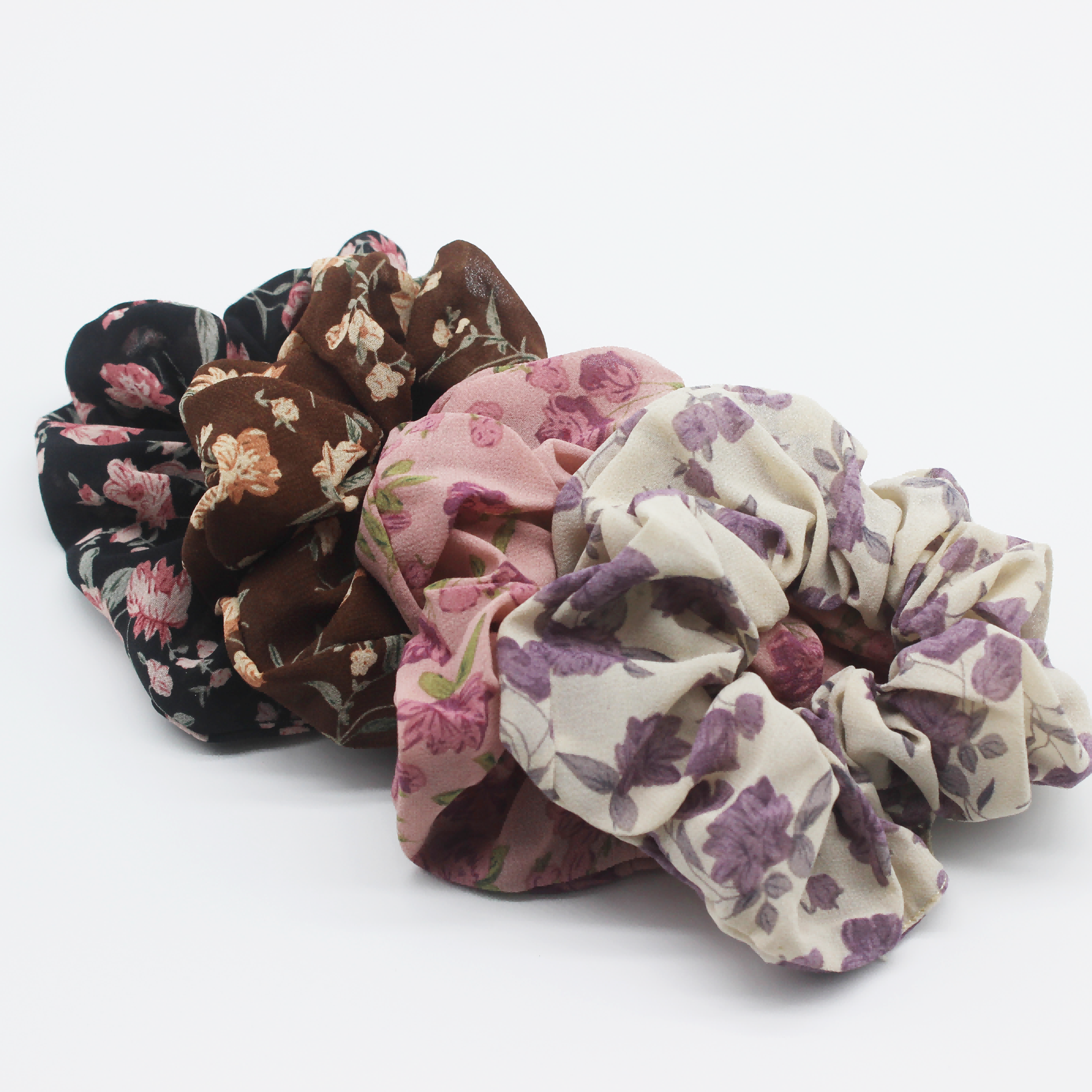 HHFS Fashion High Quality Hair Scrunchies for Women Oversize Rings Malaysia Printed Floral Chiffon Big Size Scrunchies