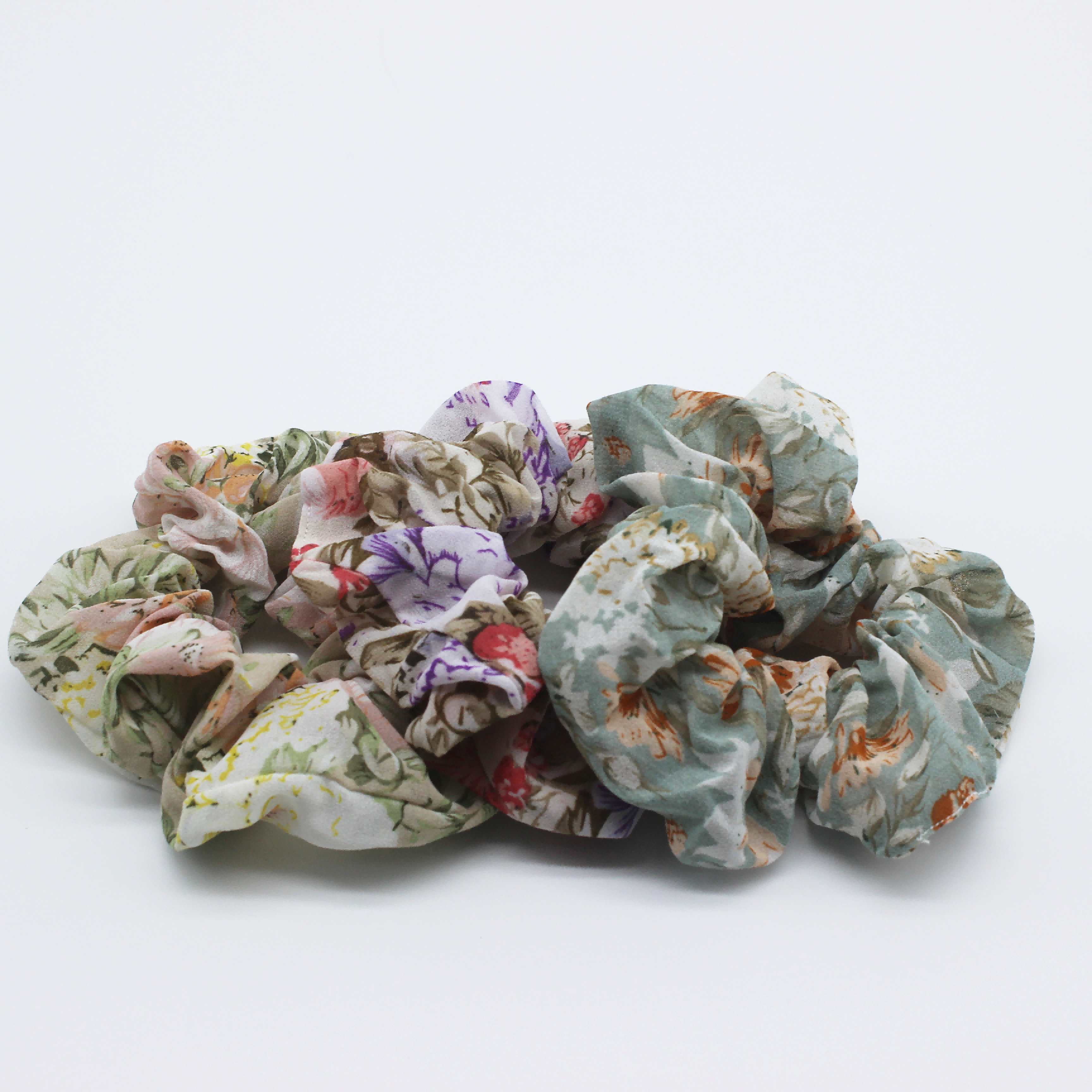 HHFS Fashion High Quality Hair Scrunchies for Women Oversize Rings Malaysia Printed Floral Chiffon Big Size Scrunchies