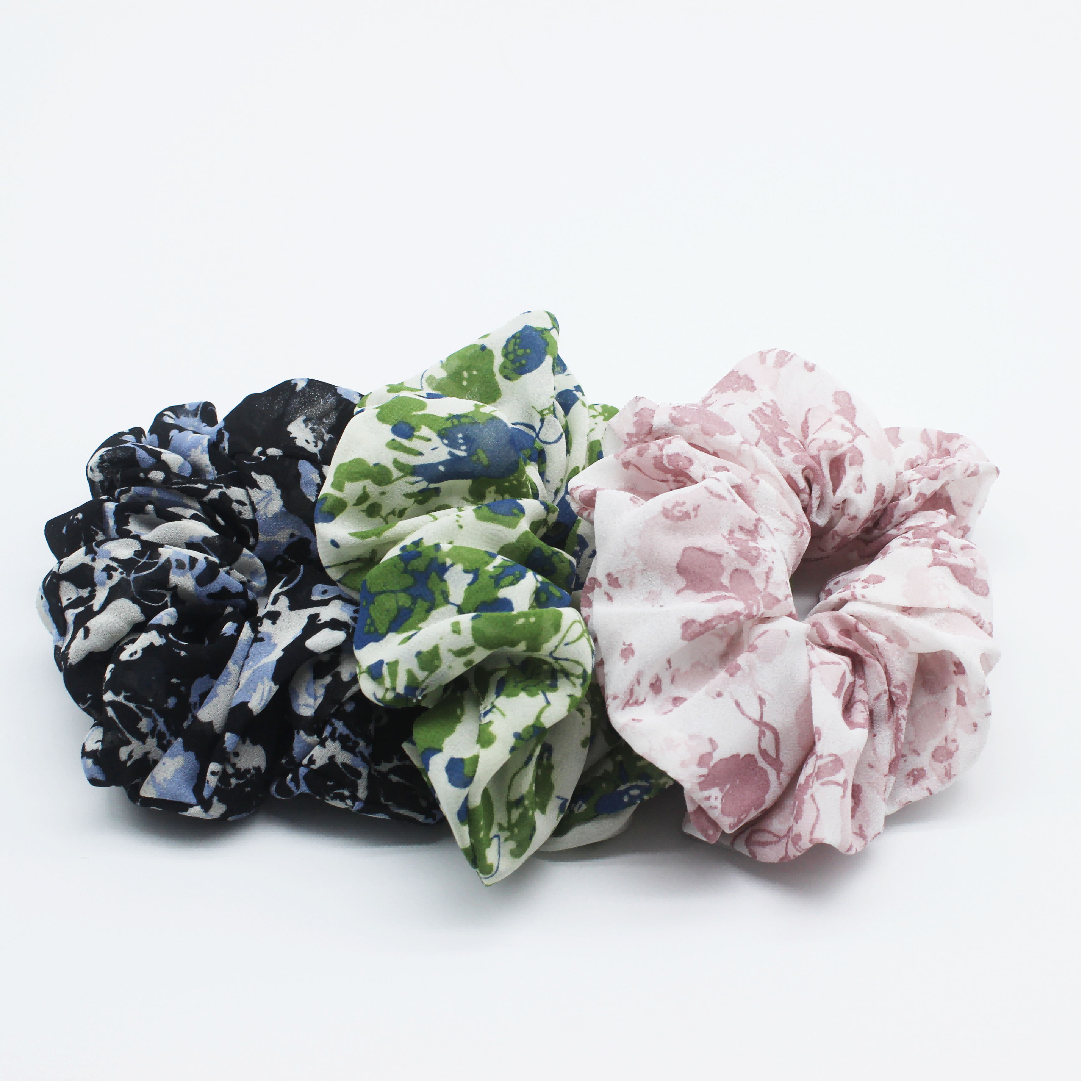 HHFS Fashion High Quality Hair Scrunchies for Women Oversize Rings Malaysia Printed Floral Chiffon Big Size Scrunchies
