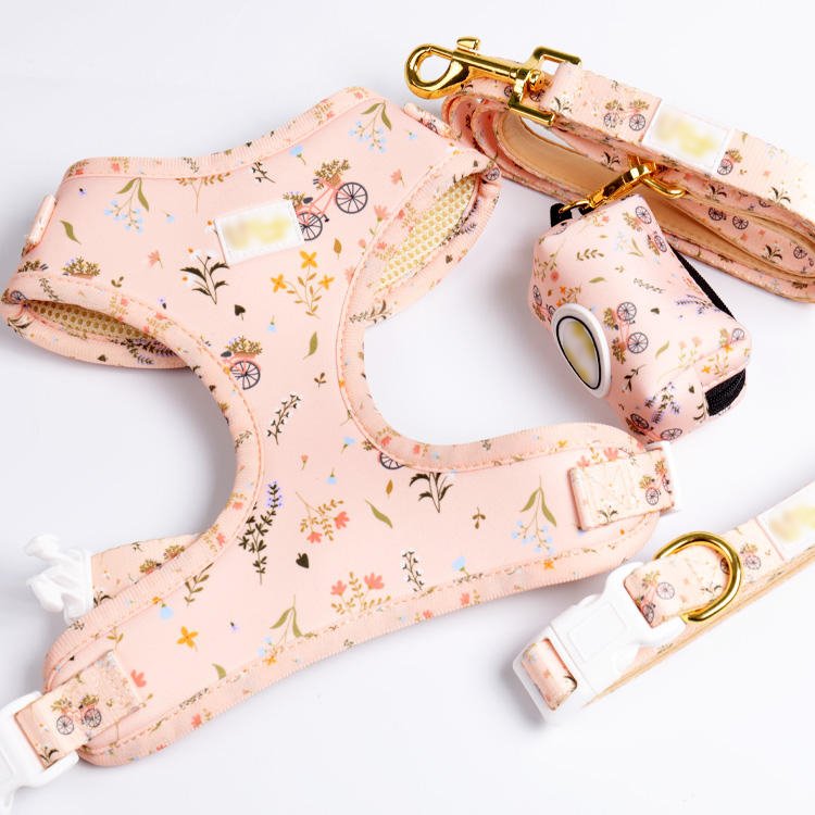 Custom Pet Accessories Adjustable Luxury Personalized Dog Vest Custom Sublimation Pet Collar Set Dog harness Leash