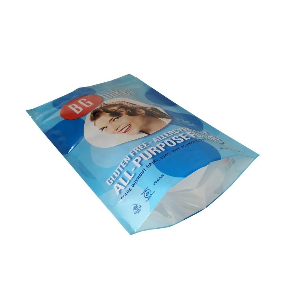 Custom full color printed food safe resealable recyclable stand up pouch with zip lock