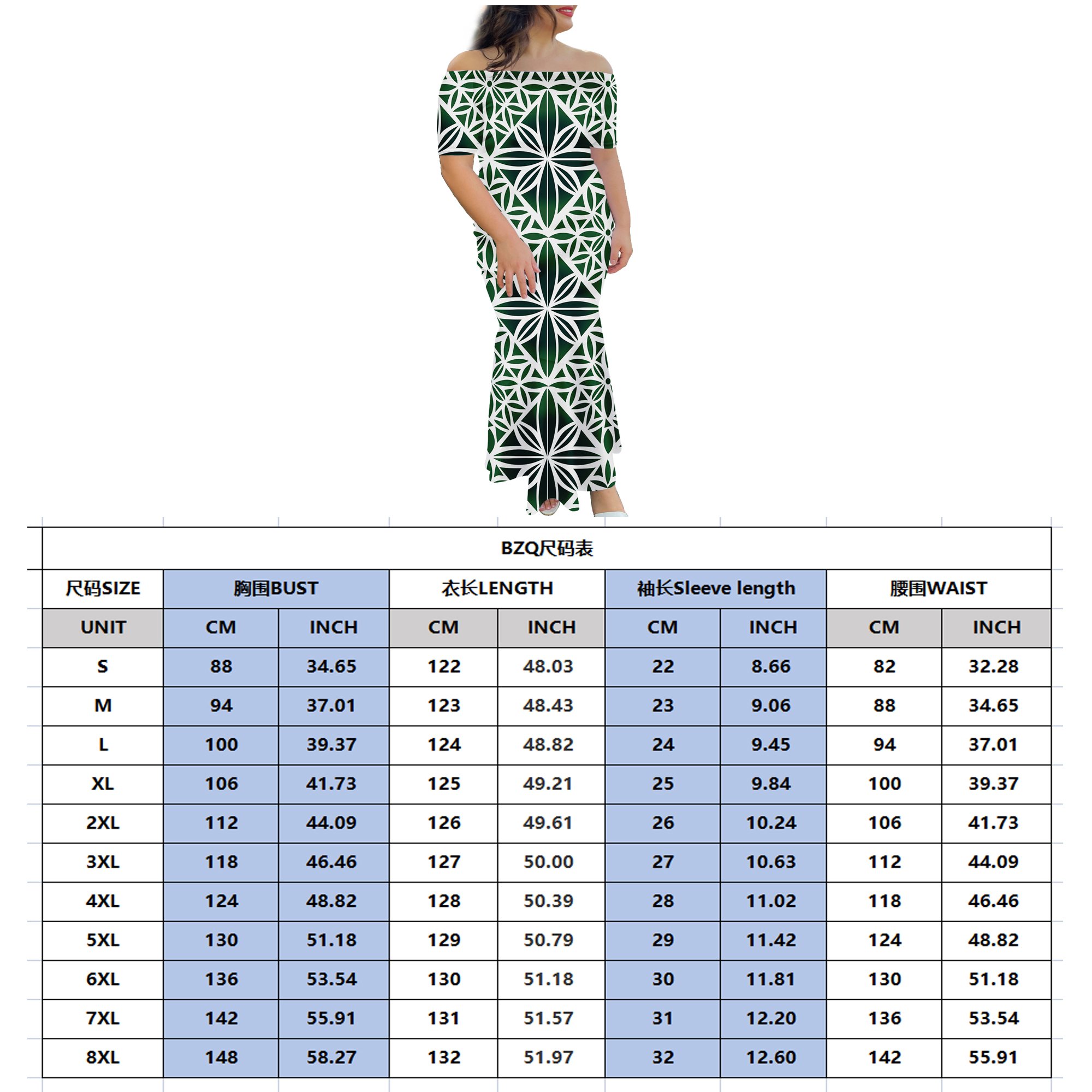 Tie Dye Pacific Island Art Fishtail Wedding Dress Custom Polynesian Tribal Off Shoulder Dresses Women Bodycon Mermaid Dresses