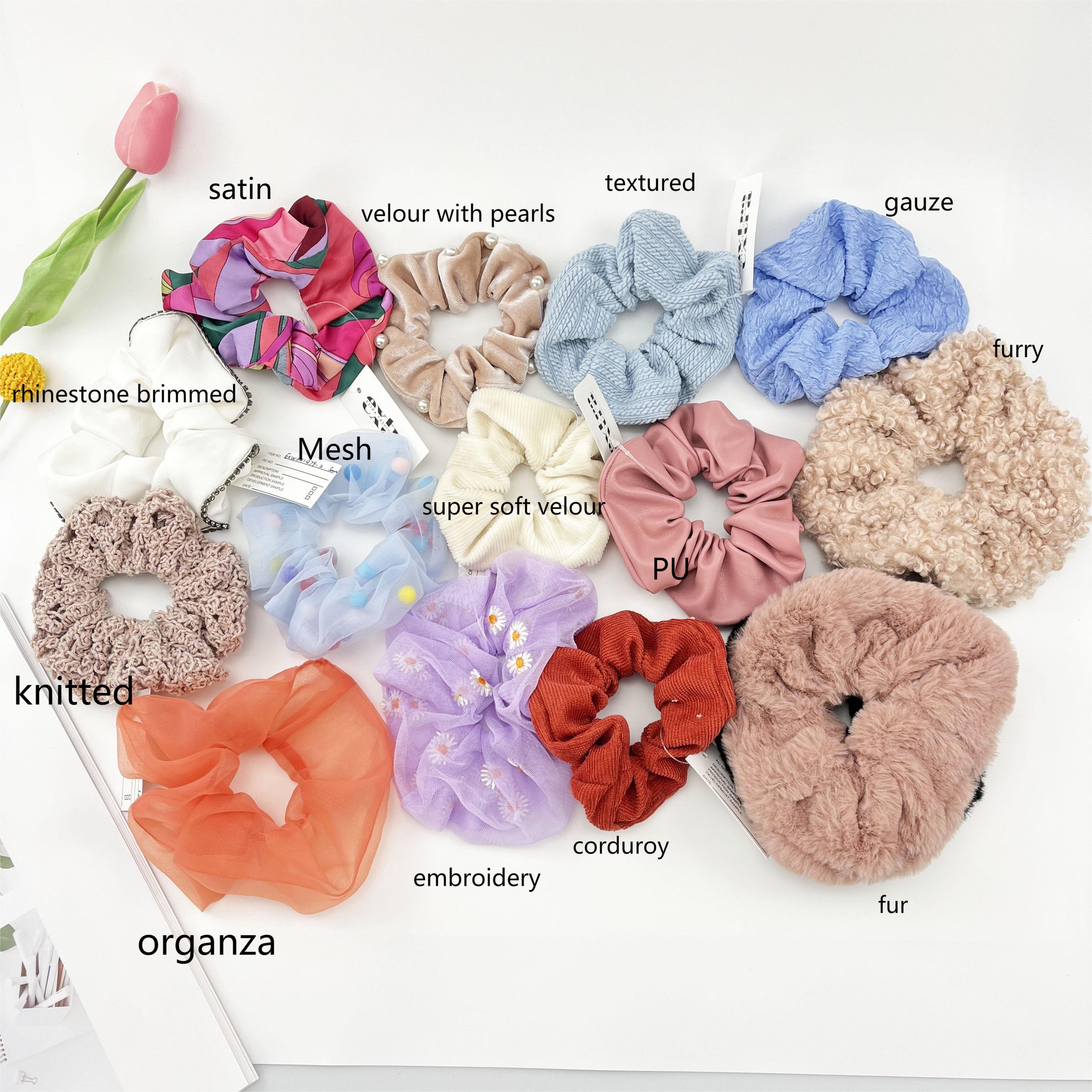 Factory Custom Logo satin hair ties scrunchies personalized logo pattern Elastic hair bands scrunchy printed silk scrunchies