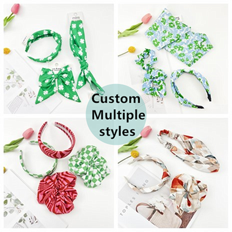 Factory Custom Logo satin hair ties scrunchies personalized logo pattern Elastic hair bands scrunchy printed silk scrunchies
