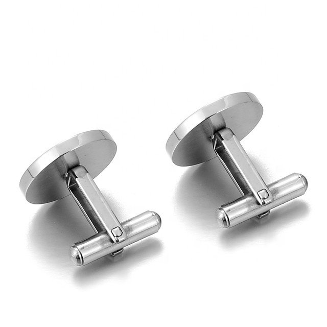 Yiwu Aceon Stainless Steel Custom Size Blank Geometric Men's Gift DIY Engrave Hot Sale Brushed Round Cuff link For Stamping
