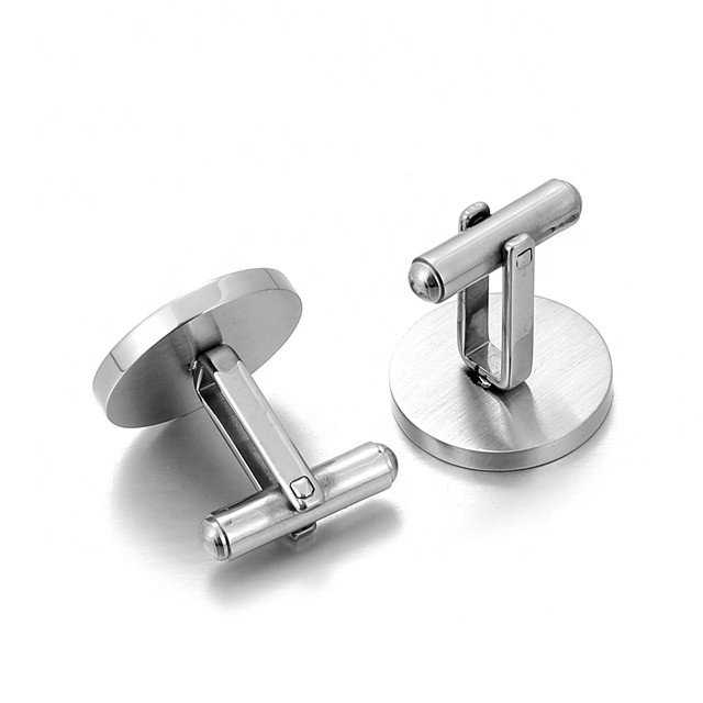 Yiwu Aceon Stainless Steel Custom Size Blank Geometric Men's Gift DIY Engrave Hot Sale Brushed Round Cuff link For Stamping