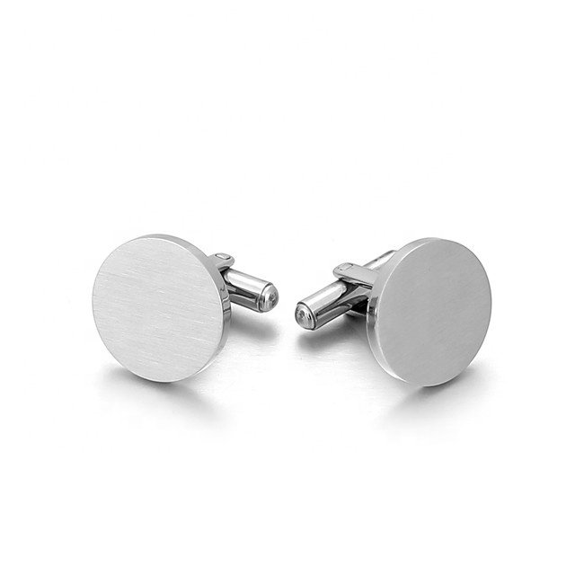 Yiwu Aceon Stainless Steel Custom Size Blank Geometric Men's Gift DIY Engrave Hot Sale Brushed Round Cuff link For Stamping