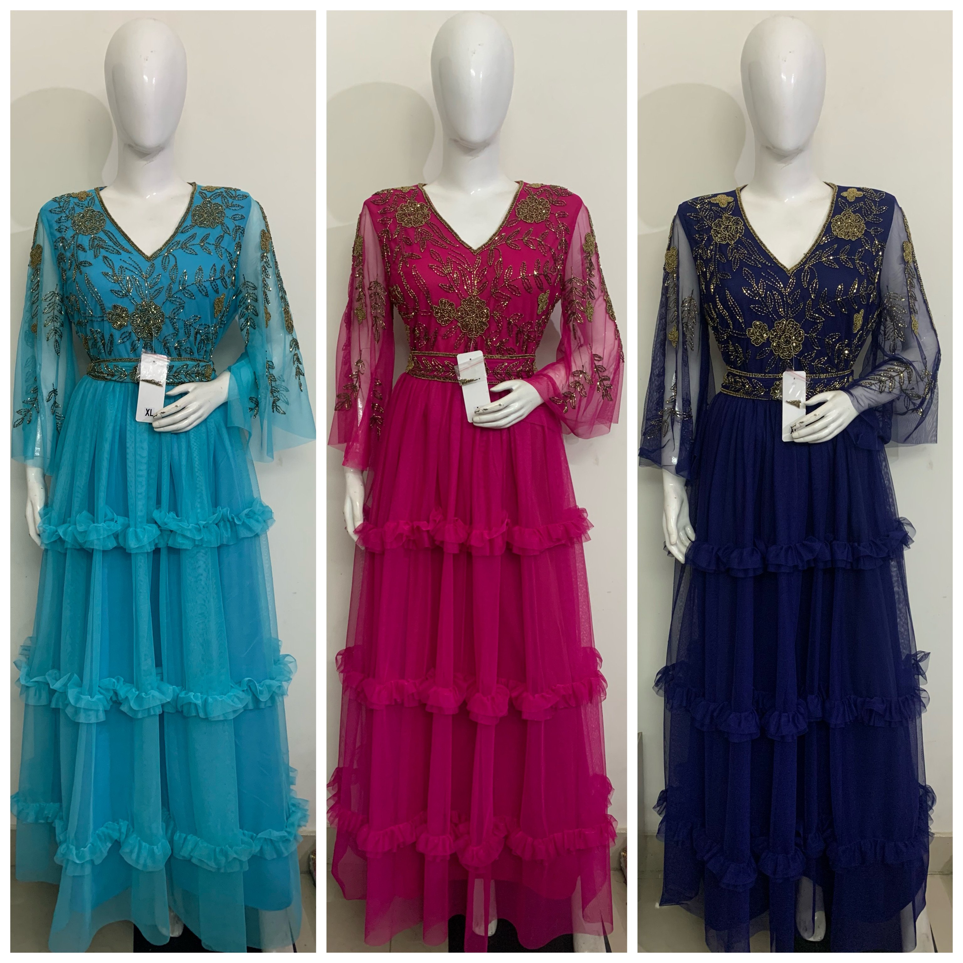 Magnificence Quality Lady Dress New Style Sexy Fashion Flare Floor Length Net Fabric dress Women Club Dresses Bohemian Vacation