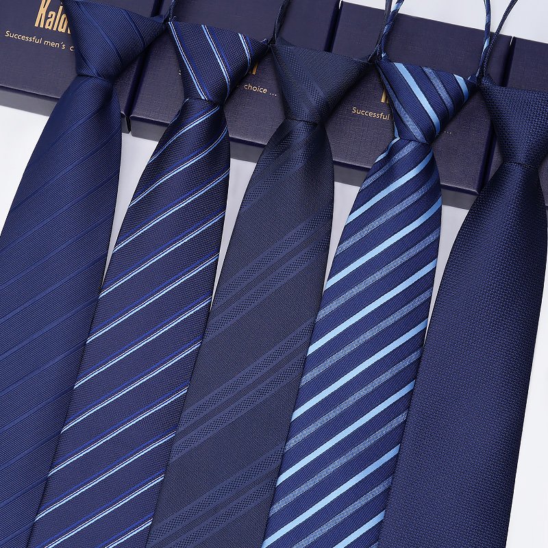 Wholesale Men 100% Silk Neck Ties Black Striped Zipper Tie with Logo Gift Box Customized