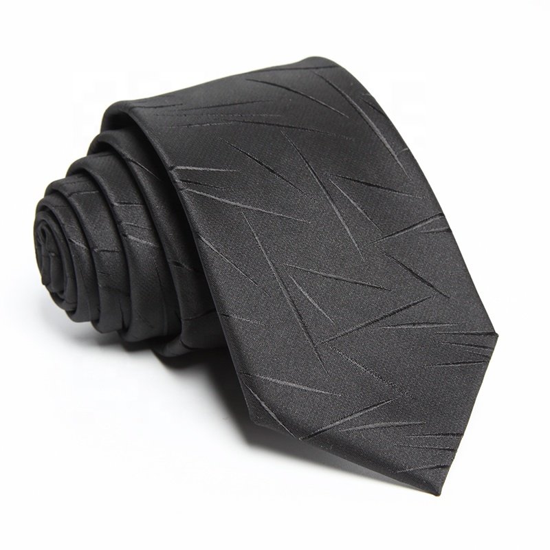 Wholesale High Quality Cheap Mens Skinny Neck Ties Black Solid Stripe Tie Paisley Business Necktie Man for Men