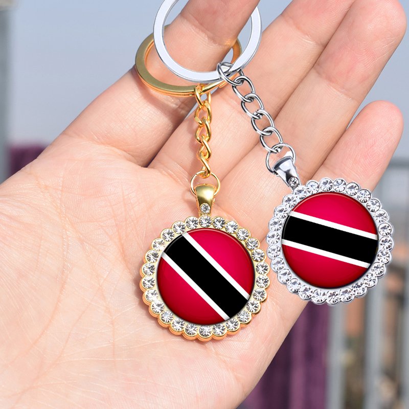 Trinidad and Tobago Map Flag Charm Pendant Necklace Bracelet Earrings Ring Cuff Link Tie Clip Lapel Pin Key Chain Jewelry Set