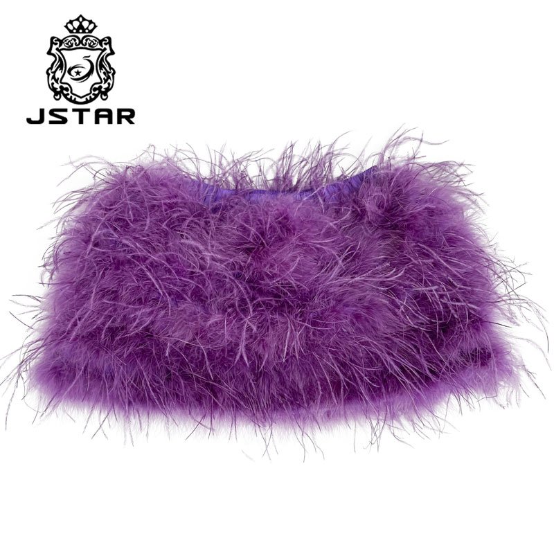 Fashion Women Ostrich Feather Wrap Skirt Summer Sexy Fluffy Fur Feather Skirt For Women