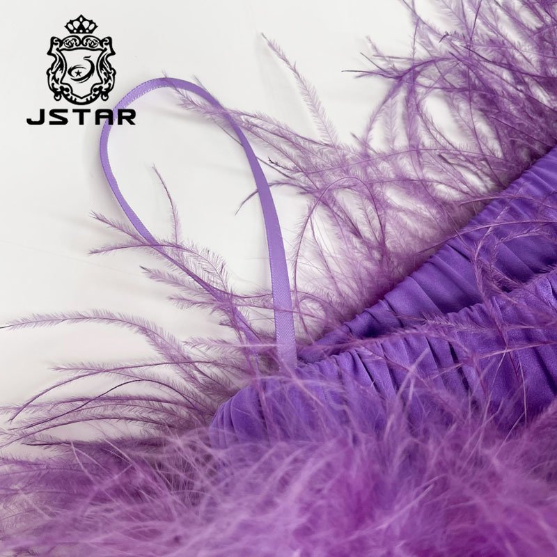 Fashion Women Ostrich Feather Wrap Skirt Summer Sexy Fluffy Fur Feather Skirt For Women