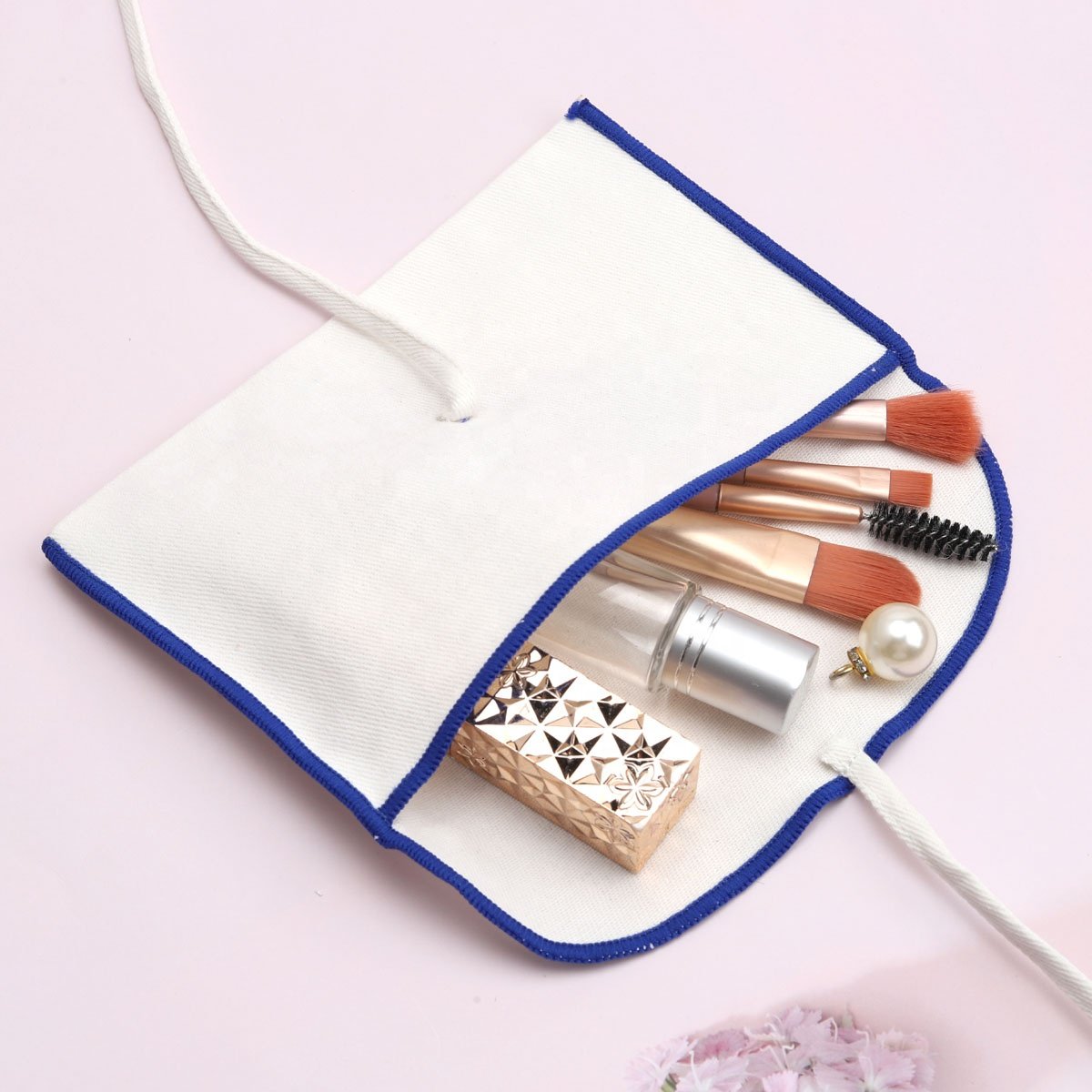 Custom Logo Printed White Cotton Twill Envelope Pouch For Handbag Luxury Flap Reusable Cotton Dust Gift Jewelry Pouch