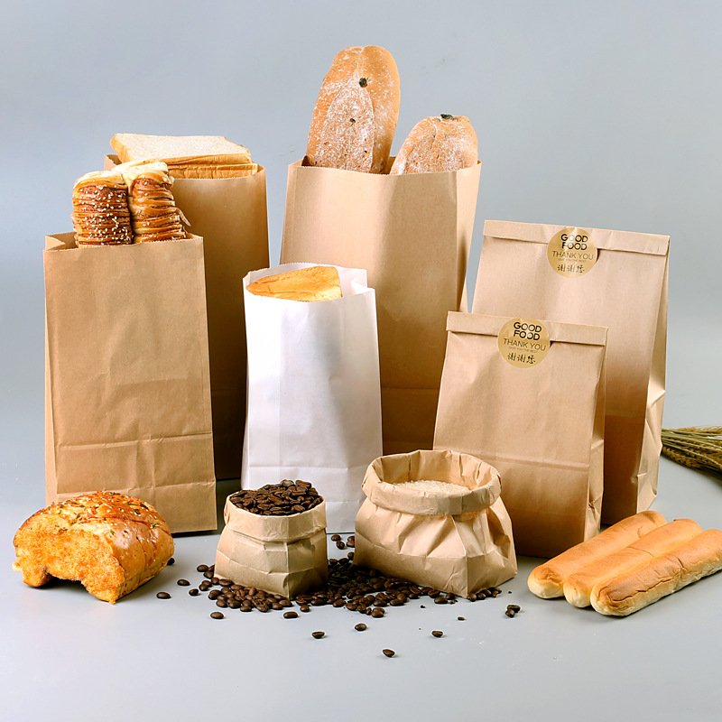 Biodegradable Homemade Paper Bread Bag Custom Storage Bags Disposable Long Bread Cookie Packaging For Bakery Food Baking