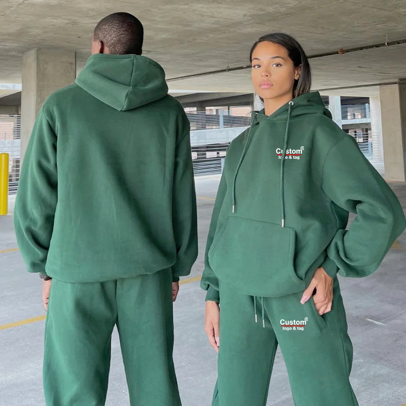 Custom Unisex 2 PC Tracksuit Set Men Women Loose Long Sleeve Hoodie Sweatsuit Sets Pullover Sweatshirt Joggers Sweatpants