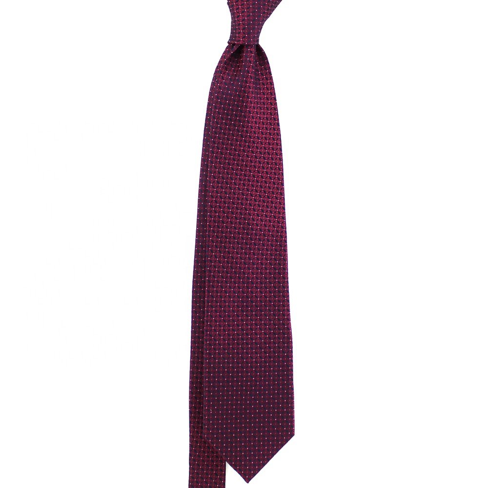 Wholesale Mens Custom Necktie Geometric Argyle 100% Silk Woven Handmade Fashion Brand Name Men Burgundy Neck Tie With Design