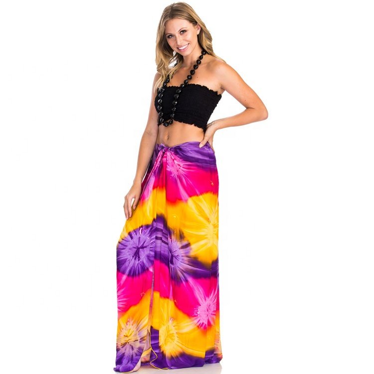 Wholesale women beachwear adjustable swimwear cover up tie dye beach maxi sarong dress