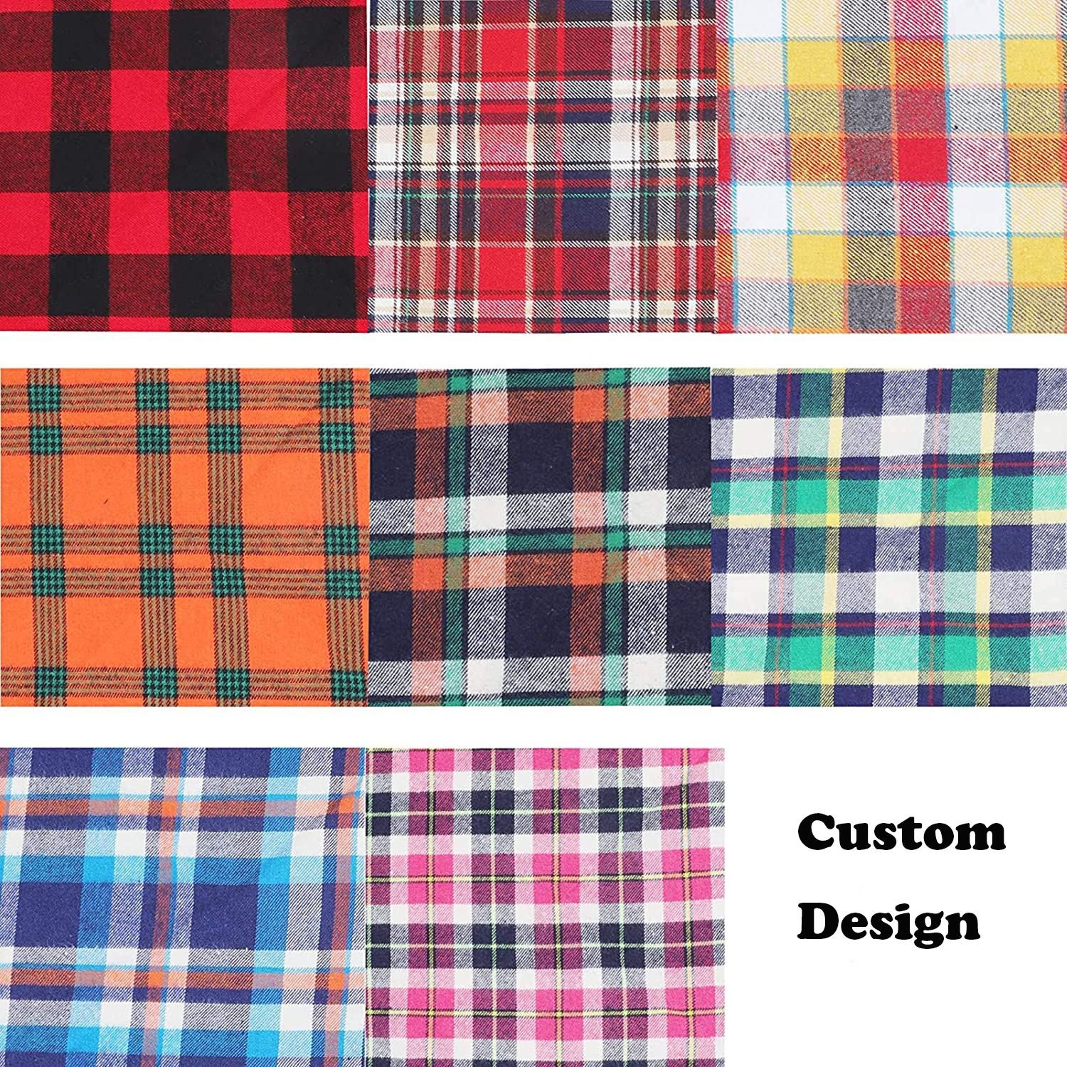 Custom Brand Design Cotton Polyester Dog Scarf Bandana Printed Plaid Kerchief Washable Pet Triangle Plaid Dog Bandana