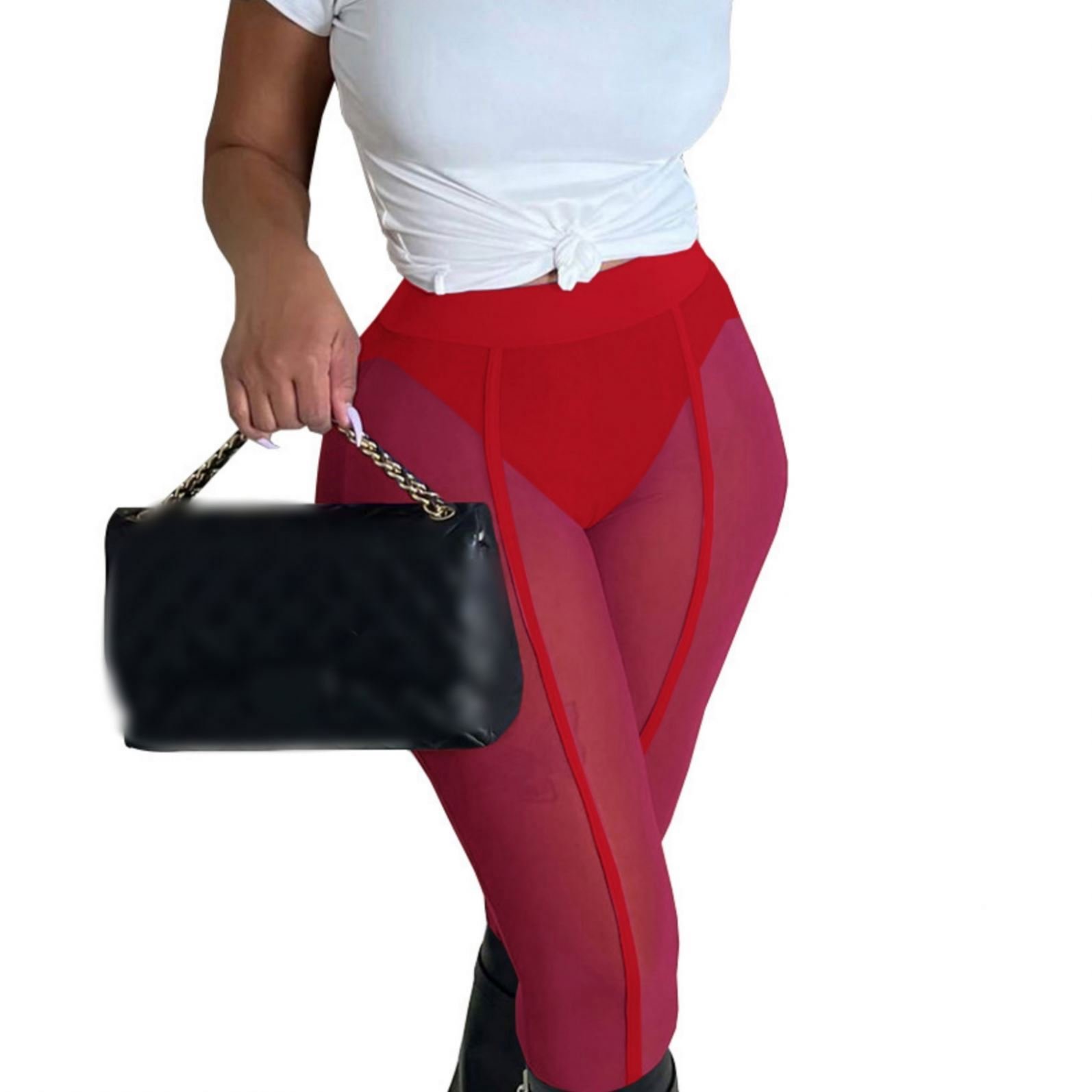 2024 New Sexy Mesh Nightclub See-Through Casual Tight Leggings With Panties