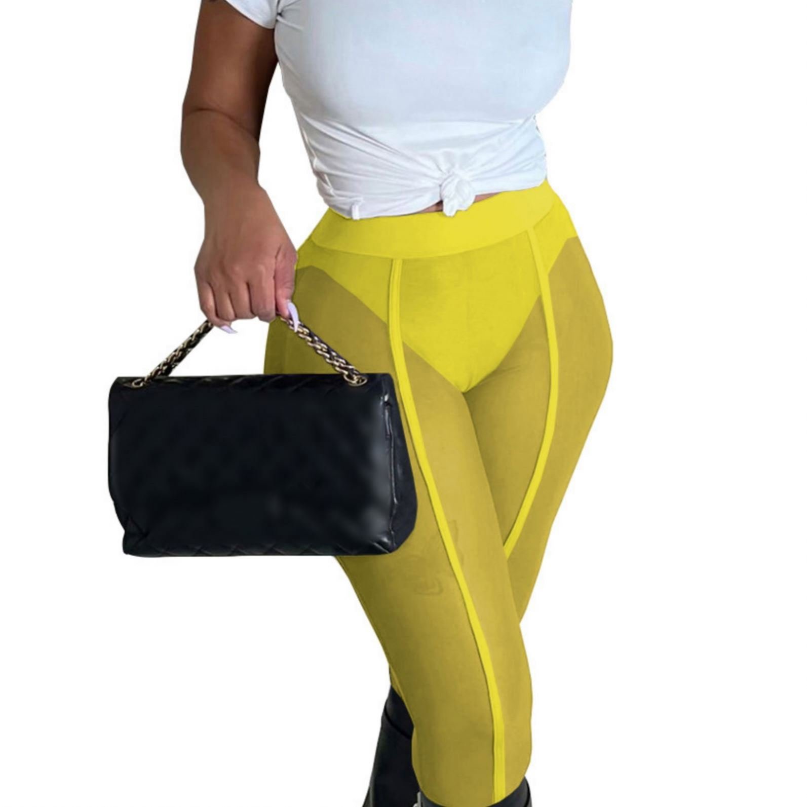 2024 New Sexy Mesh Nightclub See-Through Casual Tight Leggings With Panties