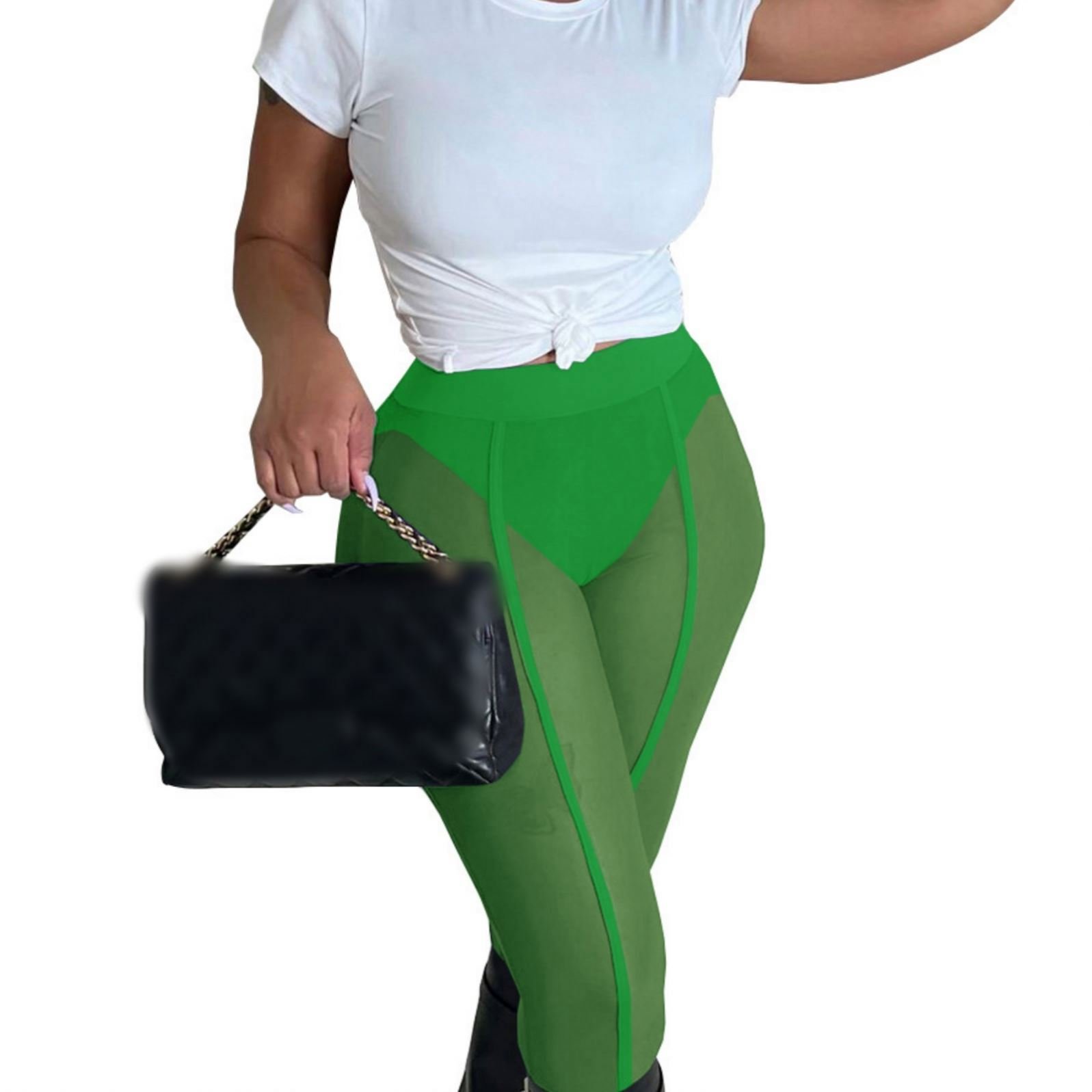 2024 New Sexy Mesh Nightclub See-Through Casual Tight Leggings With Panties