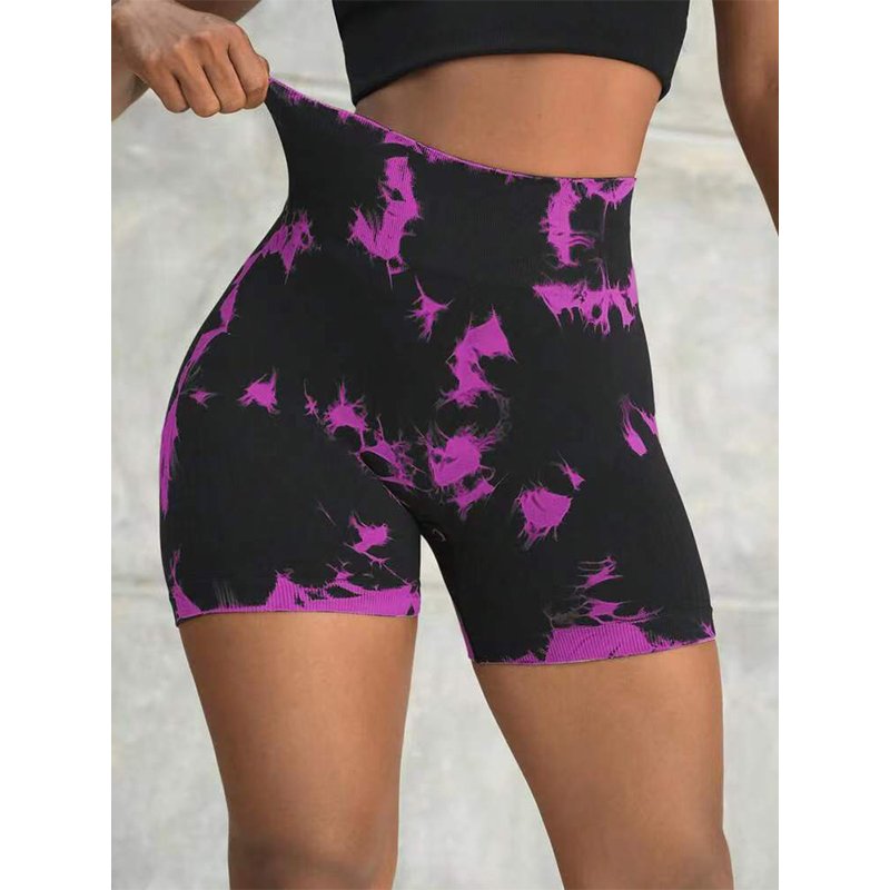High Quality Women Sport Biker Shorts Tie Dye Seamless High Waist Breathable Quick Drying Scrunch Butt Lifting Yoga Shorts