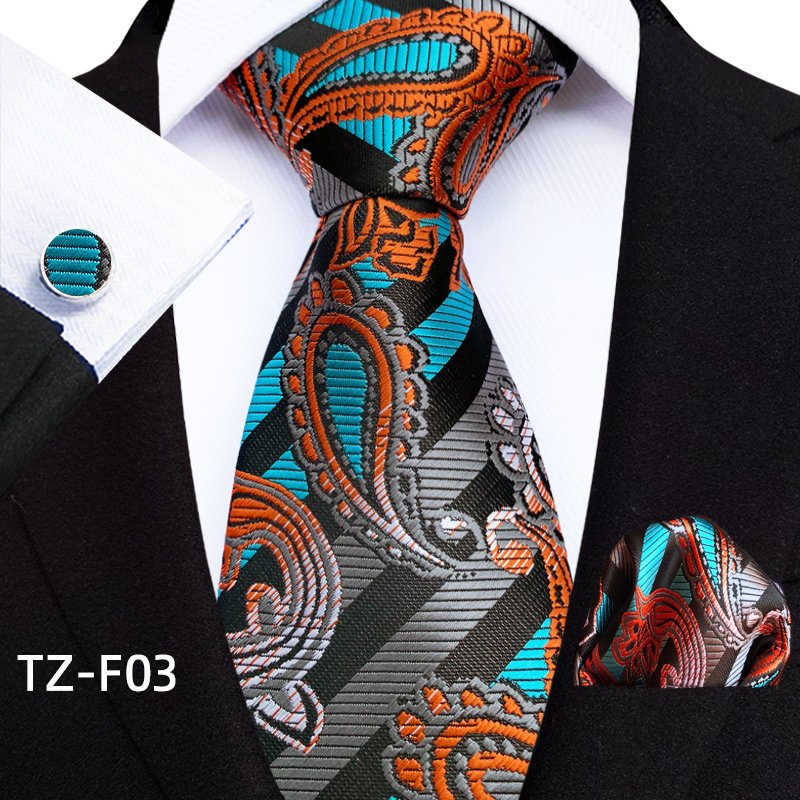 Available from stock for 2024 Paisley Waist men's Tie Pocket towel Cuff three-piece set