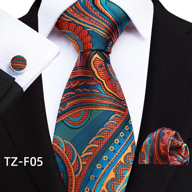 Available from stock for 2024 Paisley Waist men's Tie Pocket towel Cuff three-piece set