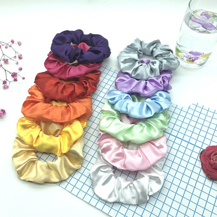 Wholesale Custom Color LED Hair Scrunchie Satin Elastic Hair Ties Solid Color Light Up Scrunchie Women Girl