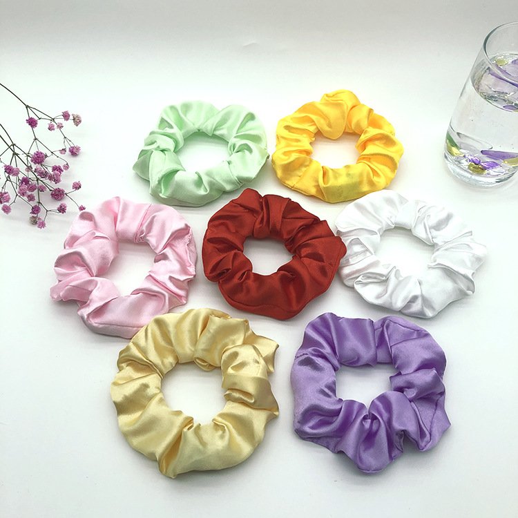 Wholesale Custom Color LED Hair Scrunchie Satin Elastic Hair Ties Solid Color Light Up Scrunchie Women Girl