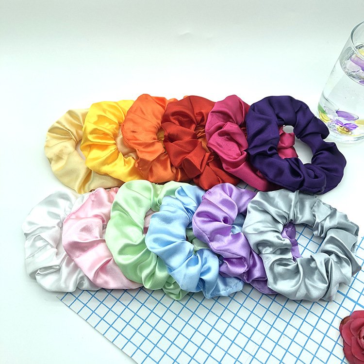 Wholesale Custom Color LED Hair Scrunchie Satin Elastic Hair Ties Solid Color Light Up Scrunchie Women Girl