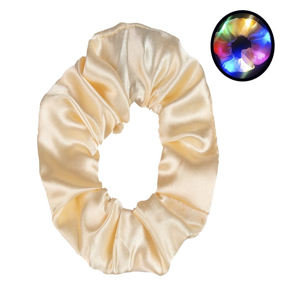 Wholesale Custom Color LED Hair Scrunchie Satin Elastic Hair Ties Solid Color Light Up Scrunchie Women Girl