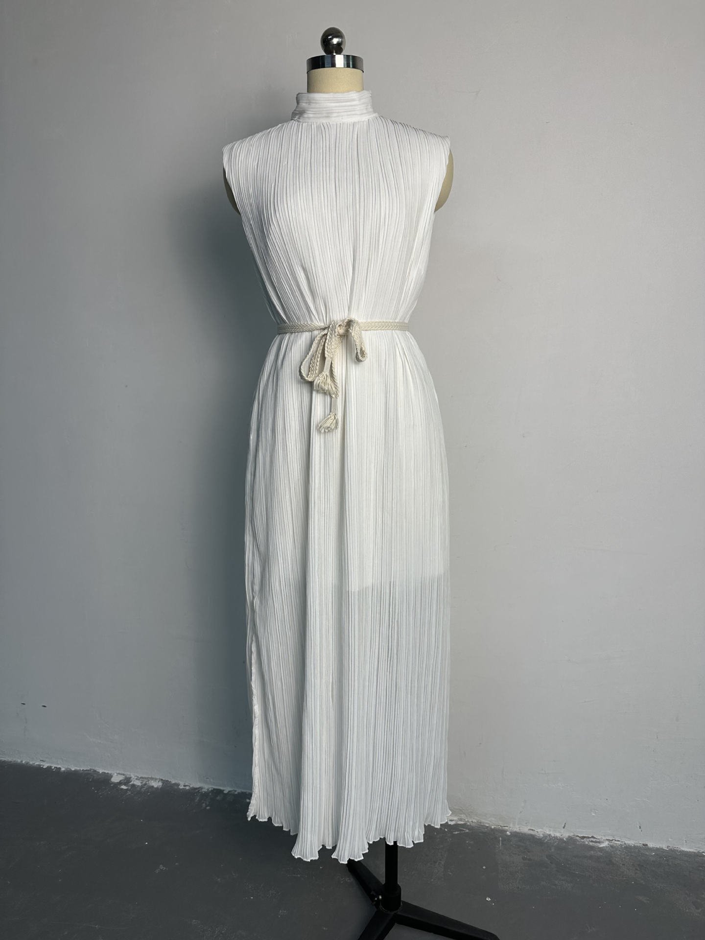 Dropshipping Products New Women's Clothes Dresses Women Lady Elegant Simple Half Neck Waist Cinching Tie Midi Ladies Dress