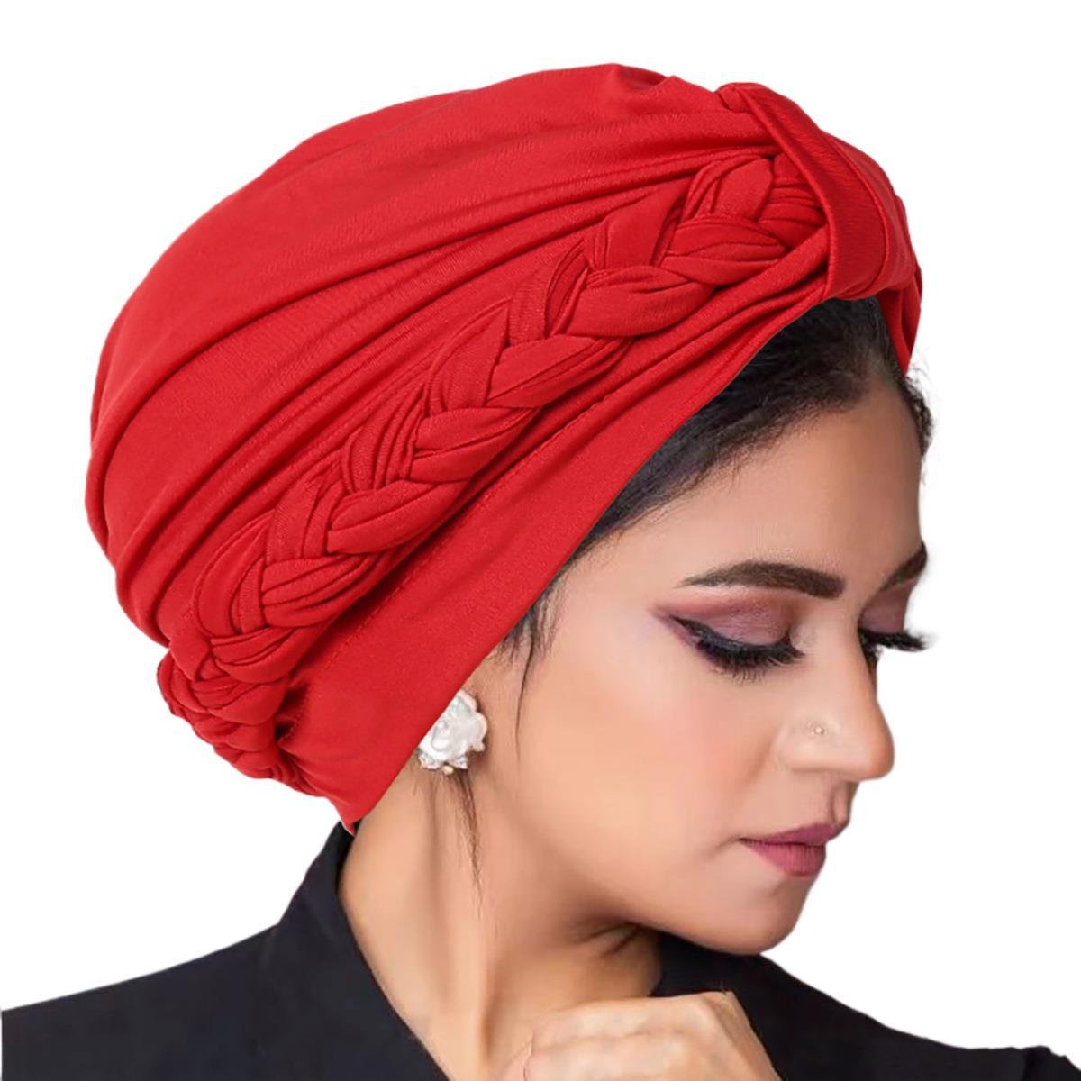 Zifeng OEM Fashion Solid Color Women's Milk Silk Headscarf Hat Breathable Casual Braided Muslim Hat Accessories