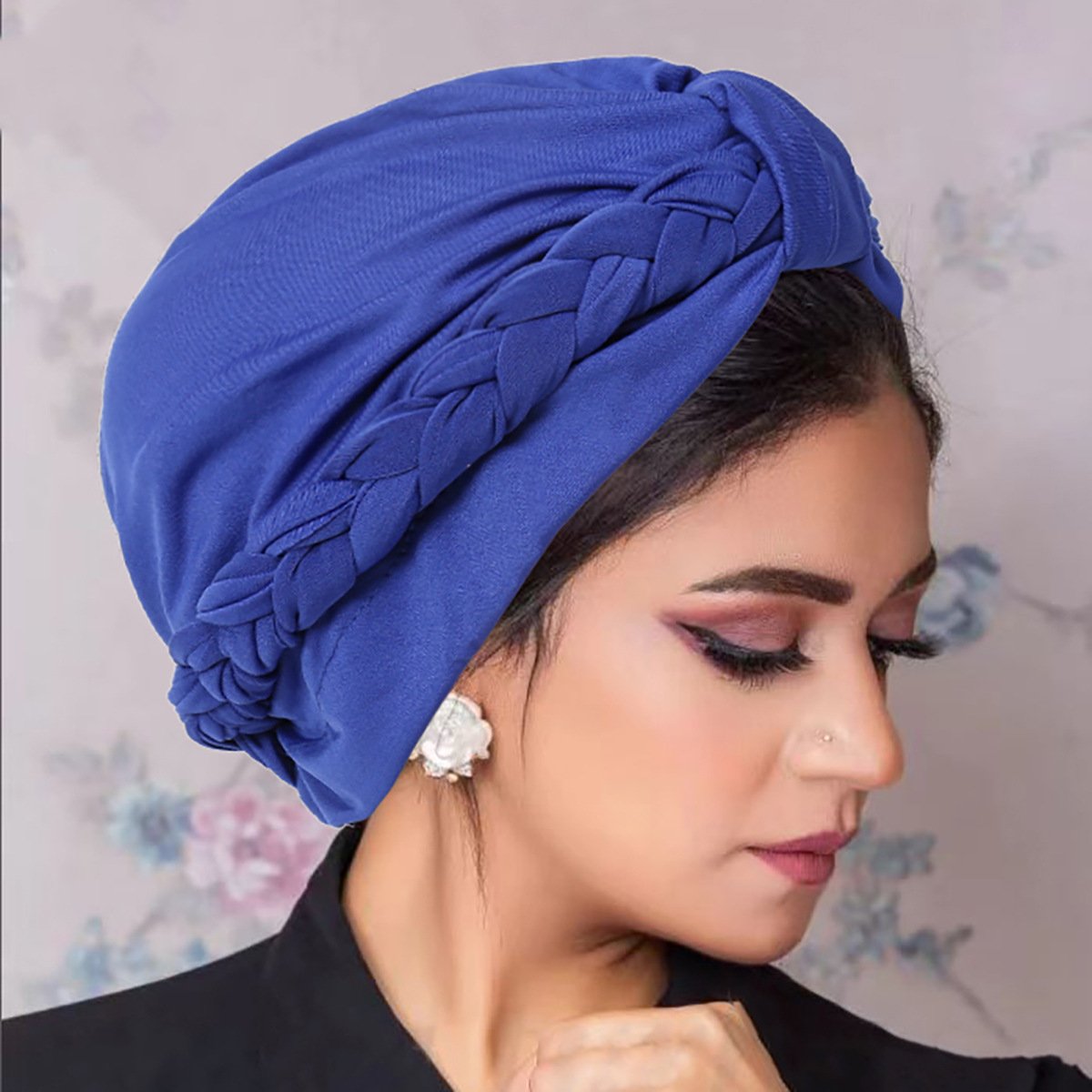 Zifeng OEM Fashion Solid Color Women's Milk Silk Headscarf Hat Breathable Casual Braided Muslim Hat Accessories