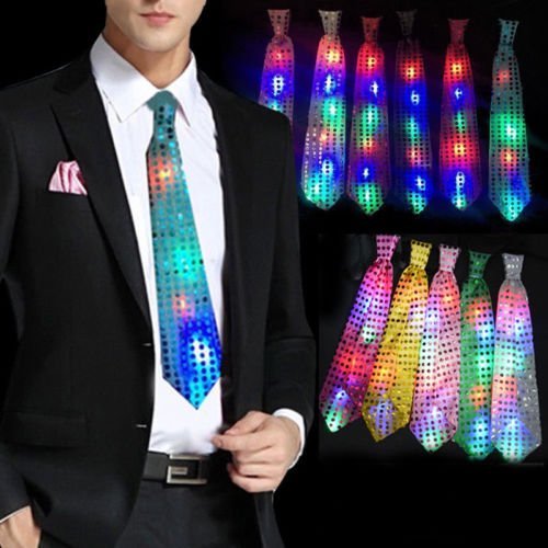 Multiple Color Lights Light Up Neck Led Glowing Bow Scarf Tie Novelty Flashing Necktie Party Ties