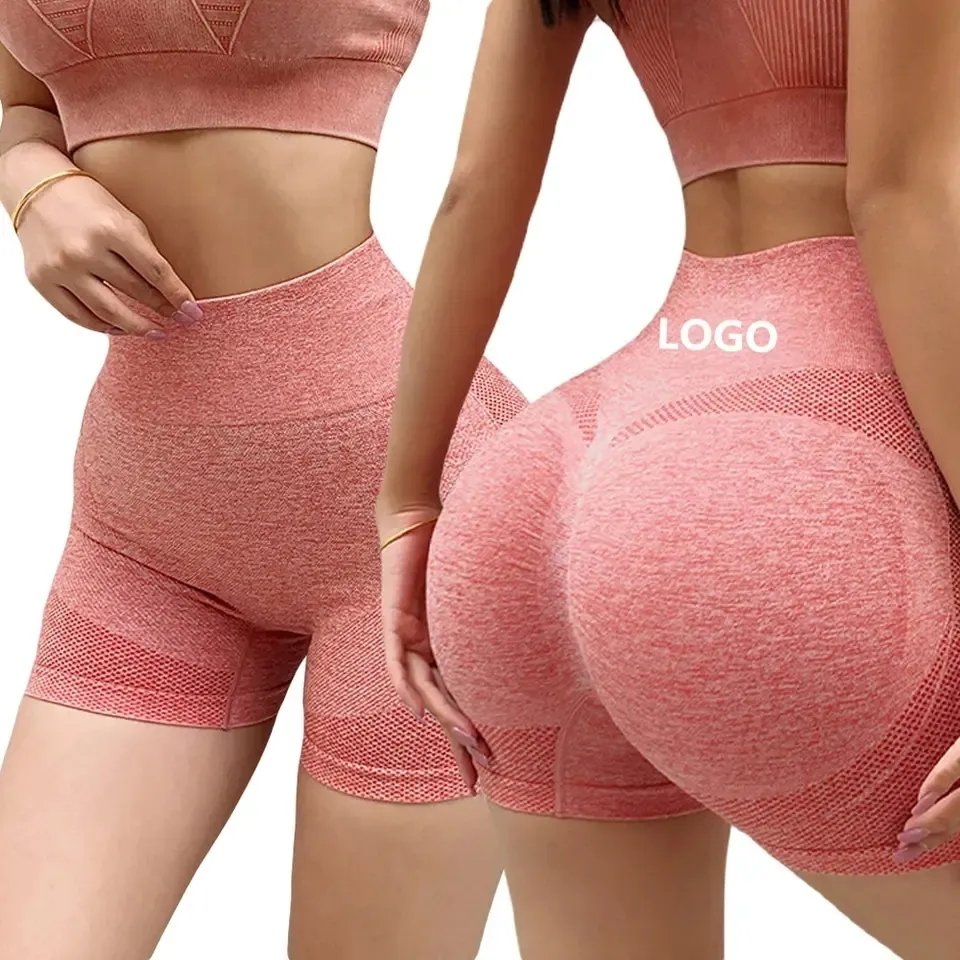 OEM ODM High Waist Bodycon Workout Knit Gym Short Leggings Scrunch Ruched Butt Lifting Seamless Biker Women Yoga Sports Shorts