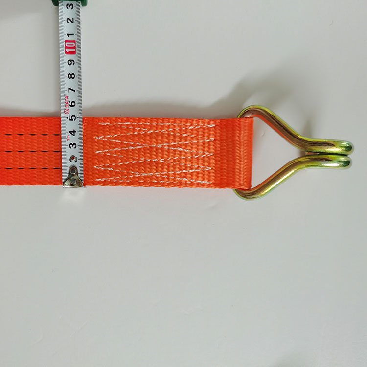 50mm x 3,000kgs 3T cargo lashing strap truck belt ratchet tie down strap with plastic handle double j hook