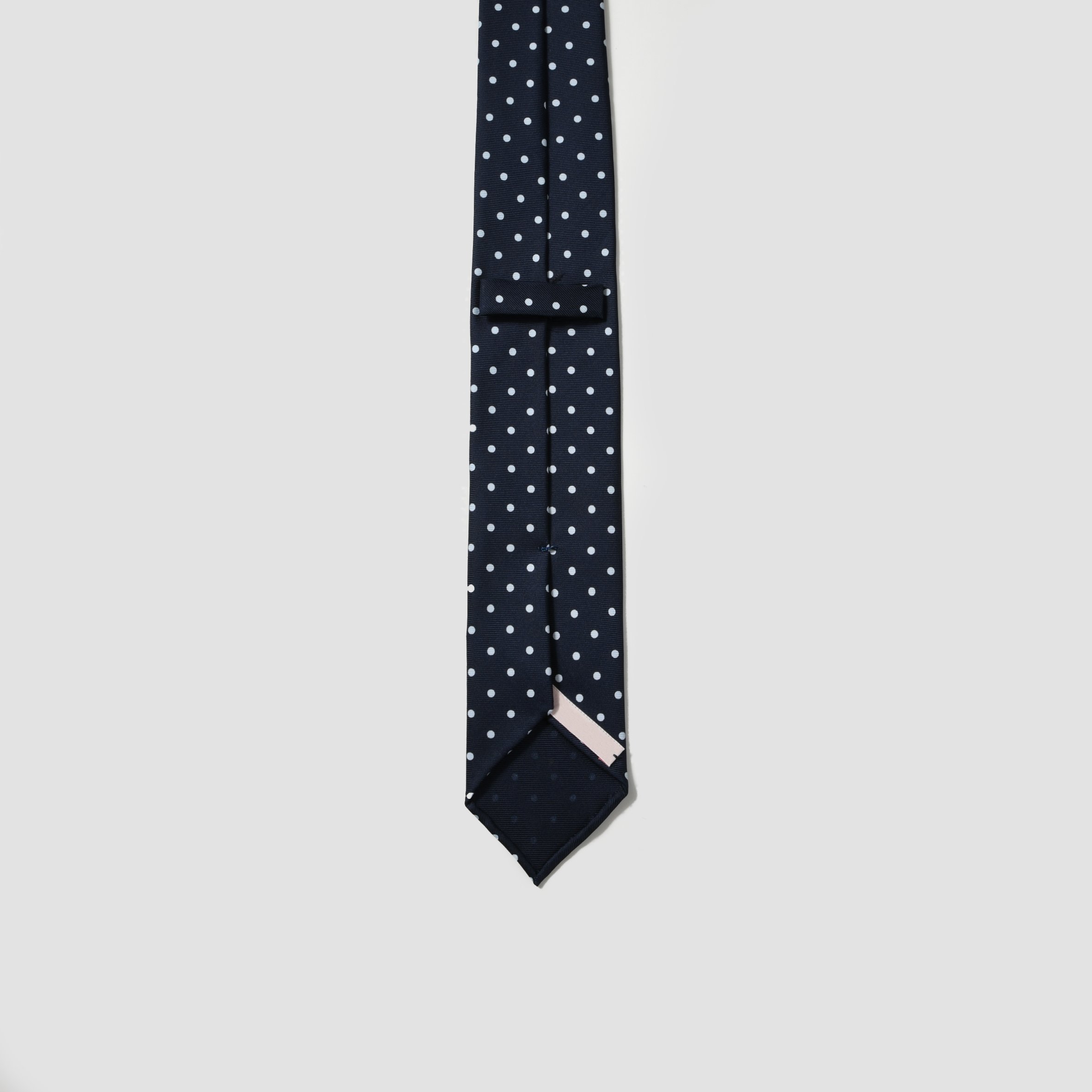 Premium Luxury Silk Ties for Men - Unlined Night Blue with White Dots - Handmade for Cocktail Parties