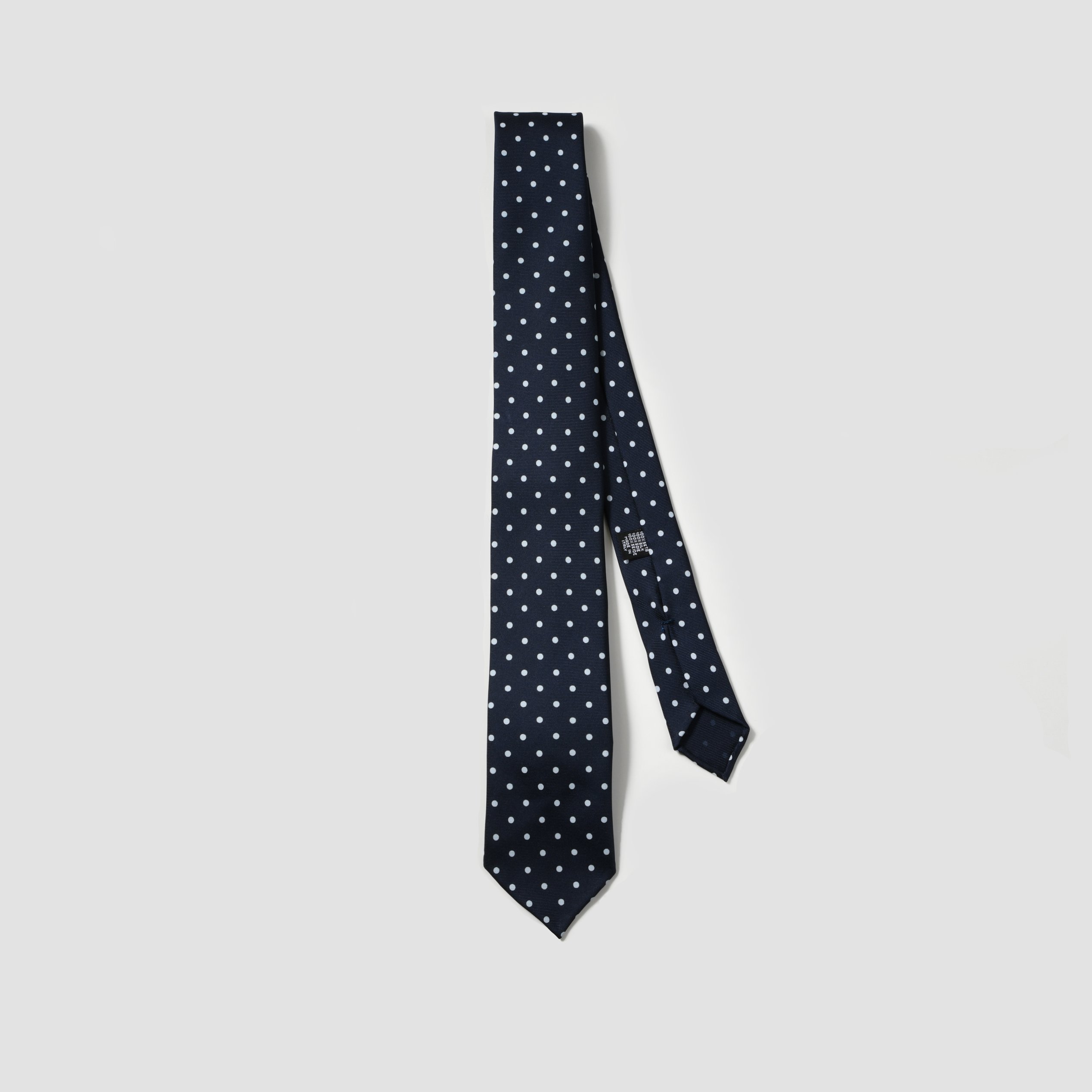 Premium Luxury Silk Ties for Men - Unlined Night Blue with White Dots - Handmade for Cocktail Parties