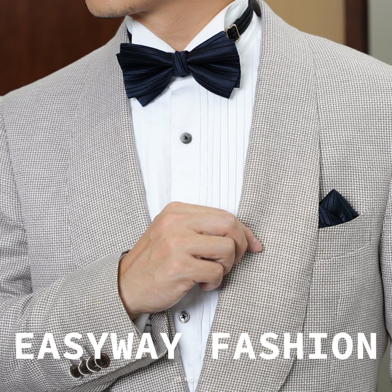 High-end wedding groom groomsmen wine red bow tie mens striped texture festive bow tie