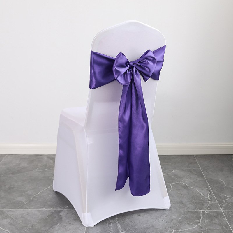Cheap Spandex Solid Plain Silk Chair Sash Ties Banquet Party Events Ribbon Wedding Chair Decor
