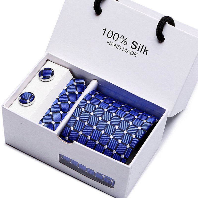 beautiful silk or polyester pocket square tie and cufflinks gift set