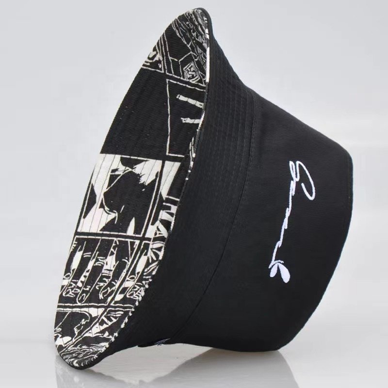 Hot Selling Letters Embroidery Double Reversible Pink Cotton Unisex Character Style Pattern Material Bucket Hats