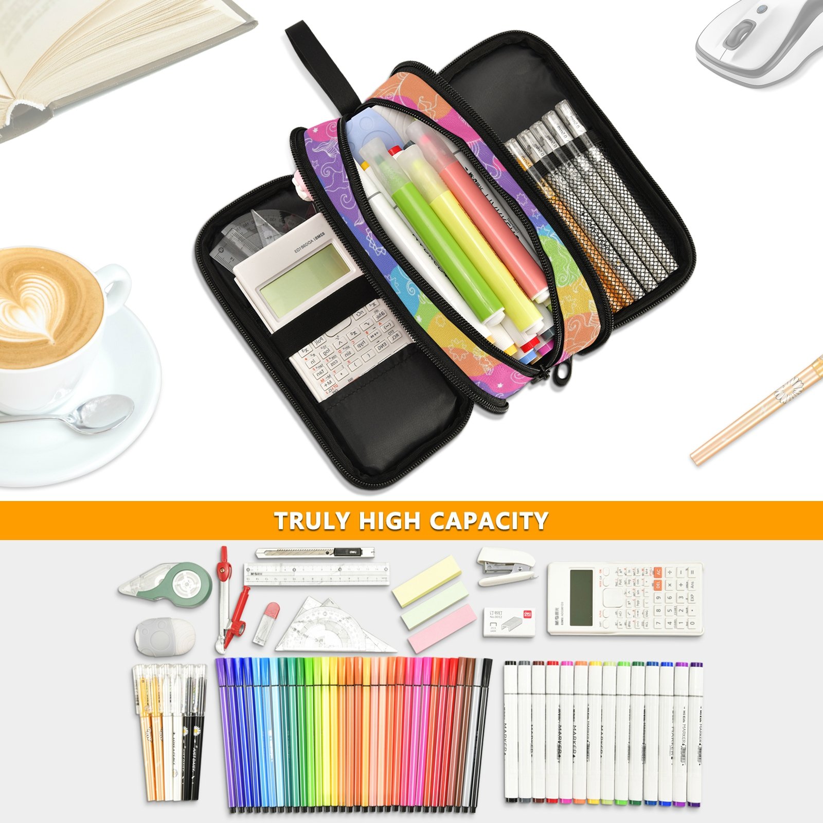Wholesales Custom Colorful Pen Case Supplies Stationery Girls Boy Gift Double layer Pencil Case