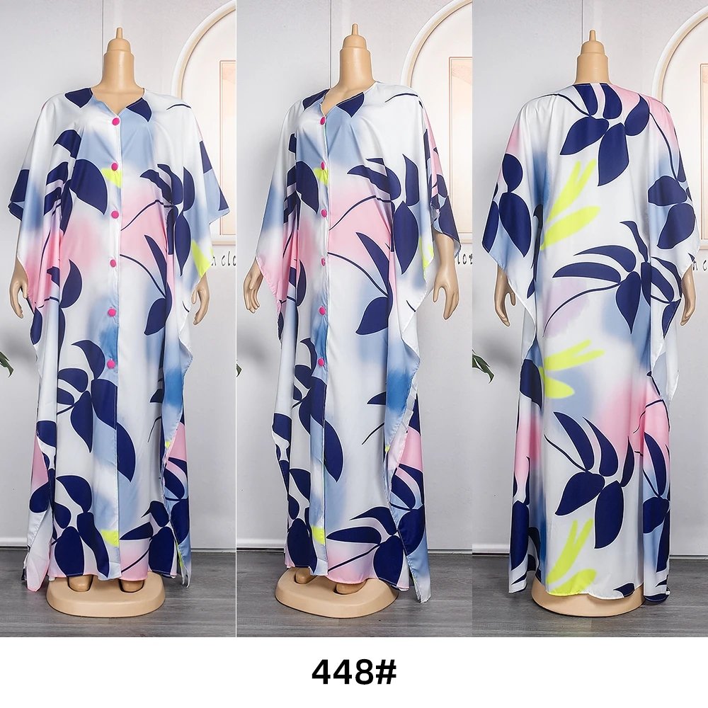 Plus Size African Party Dresses for Women Dashiki Boubou Robe Abaya Dubai Kaftan Maxi Gown Africa Clothing Print Ankara Chiffon
